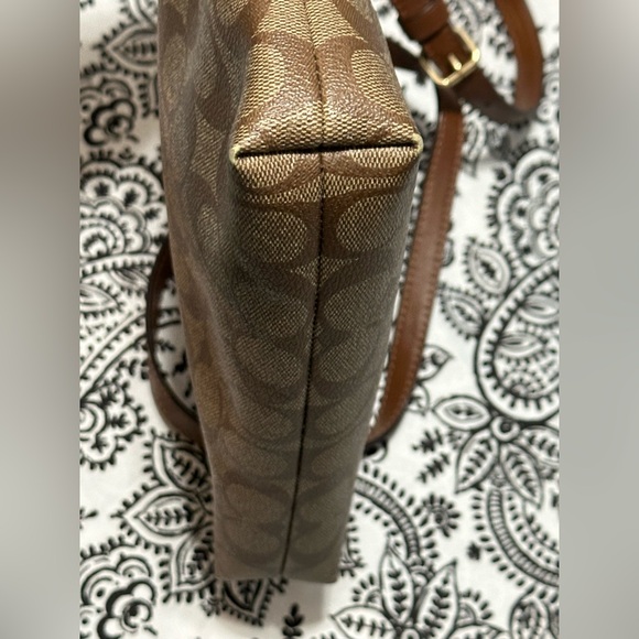 Coach Signature File Crossbody Bag Brown Canvas Leather Trim - Picture 10 of 11